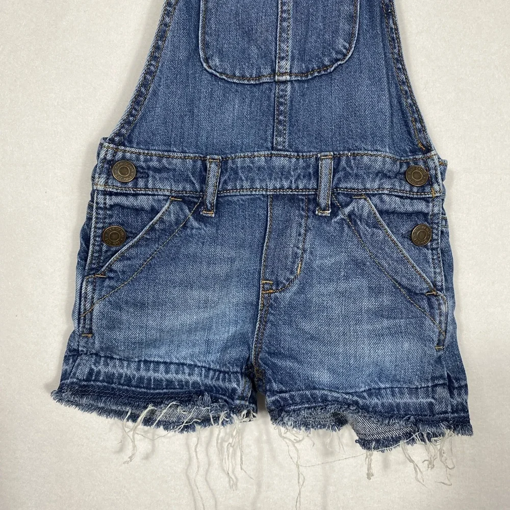 GAP Classic Blue Toddler Overalls shorts raw hem size XS